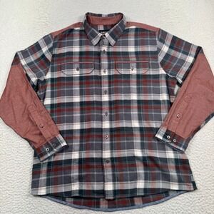 Orvis Shirt Mens Large Active Fit Plaid Flannel Colorblock Long Sleeve Button Up